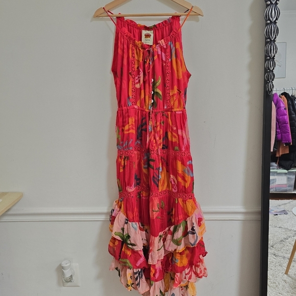 Farm Rio mixed fruits asymmetrical ruffled midi dress nwt - Picture 10 of 15